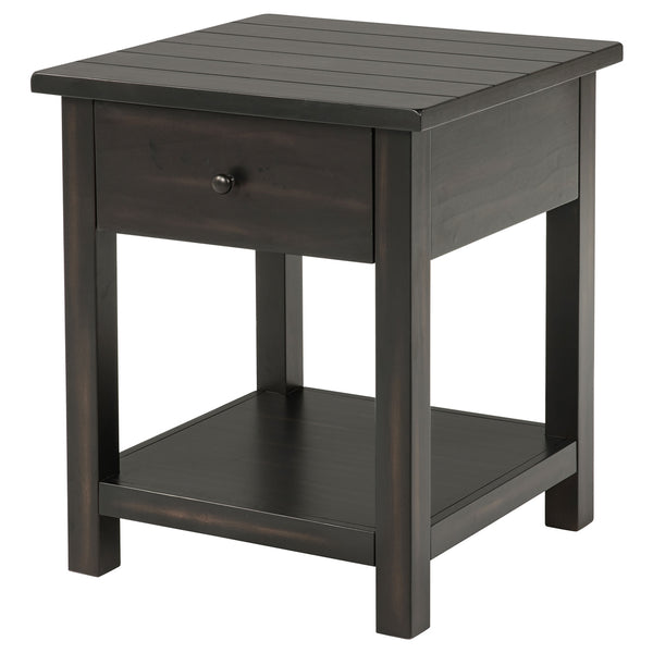 Coaster Payne 1-Drawer Wood End Table With Shelf Distressed Java