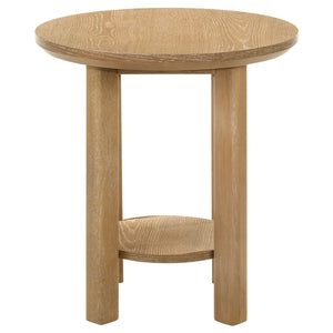 Coaster Ottowa Round Wood Side End Table With Shelf Washed Oak