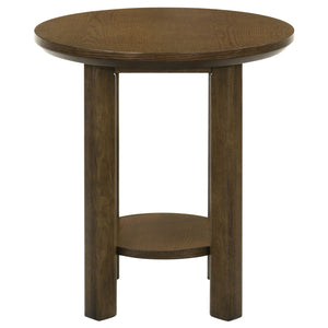 Coaster Ottowa 22-Inch Round Wood Side End Table With Shelf Brown