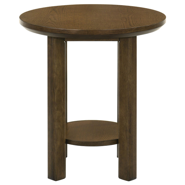 Coaster Ottowa 22-Inch Round Wood Side End Table With Shelf Brown