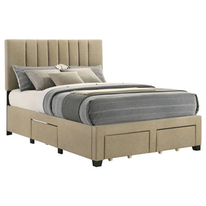 Coaster Wheatland 4-Drawer Upholstered Full Storage Bed Light Brown