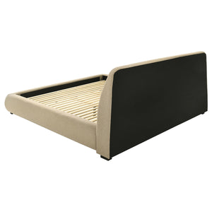 Coaster Mokena 46-Inch Upholstered King Platform Bed Brown