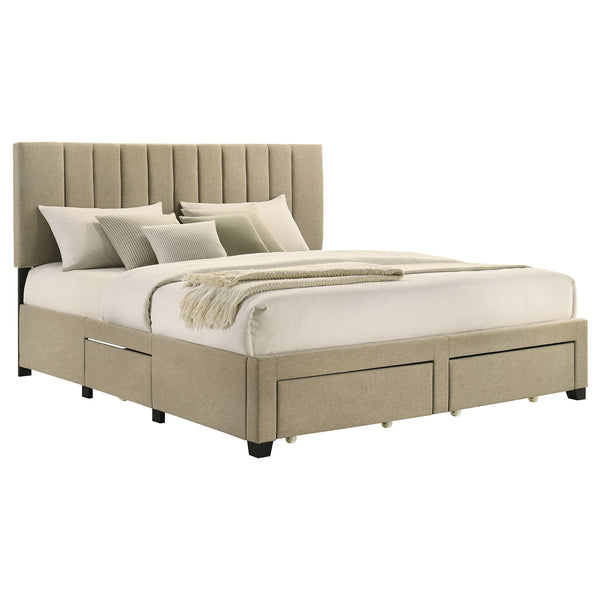 Coaster Wheatland 4-Drawer Upholstered King Storage Bed Brown