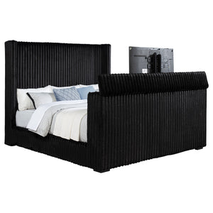 Coaster Centergrove Upholstered King Wingback Tv Bed Black