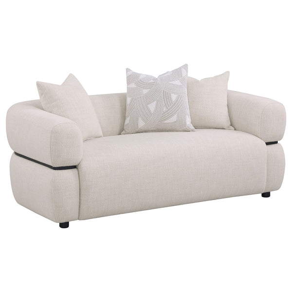 Coaster Jeanette 3-Piece Fabric Upholstered Round Arm Sofa Set Beige