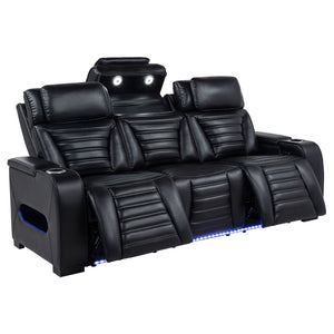Coaster Zuma 3-Piece Faux Leather Dual Power LED Sofa Set Black