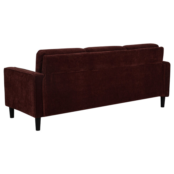 Coaster Ruth 3-Piece Fabric Upholstered Track Arm Sofa Rust Red