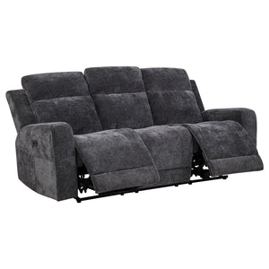 Coaster Kennett 2-Piece Chenille Power Reclining Sofa Set Dark Grey