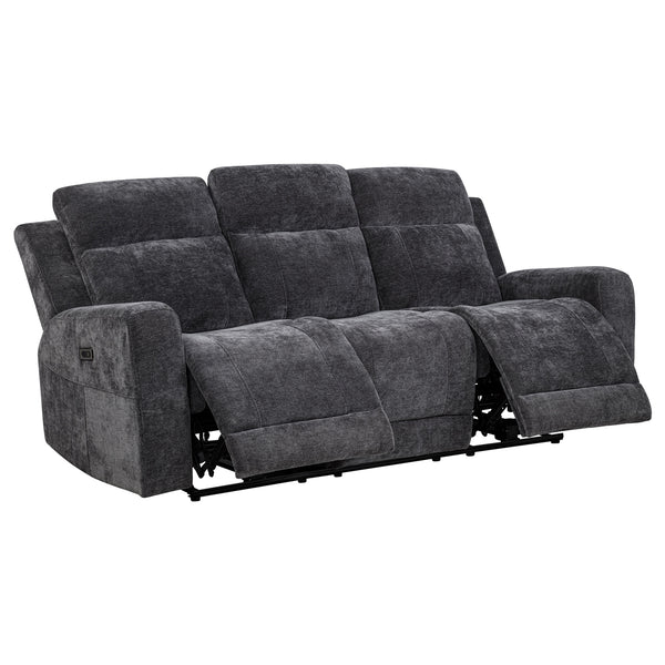 Coaster Kennett 2-Piece Chenille Power Reclining Sofa Set Dark Grey