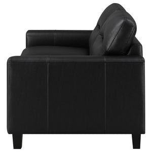 Coaster Scotland Faux Leather Upholstered Track Arm Loveseat Black