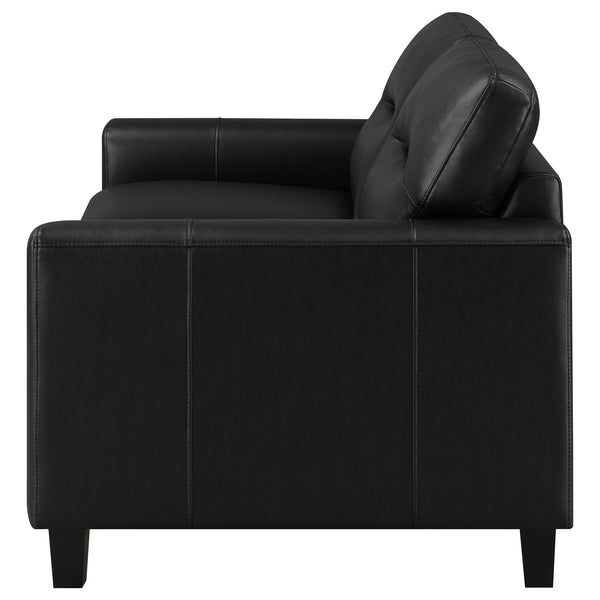 Coaster Scotland Faux Leather Upholstered Track Arm Loveseat Black
