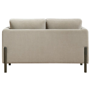 Coaster Islington Fabric Upholstered Panel Arm Loveseat Taupe