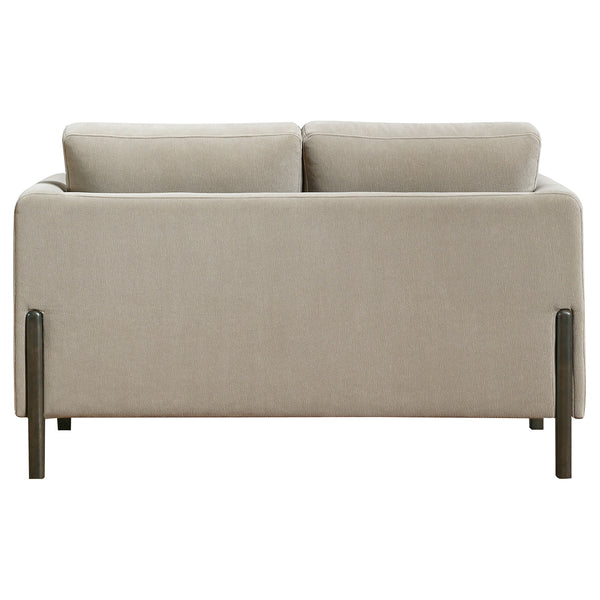 Coaster Islington Fabric Upholstered Panel Arm Loveseat Taupe