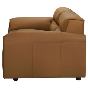 Coaster Buxton Top Grain Leather Upholstered Loveseat Orange