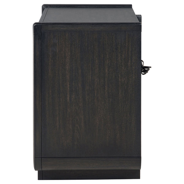 Coaster Leandro 2-Drawer LED Nightstand With Usb Burnished Black