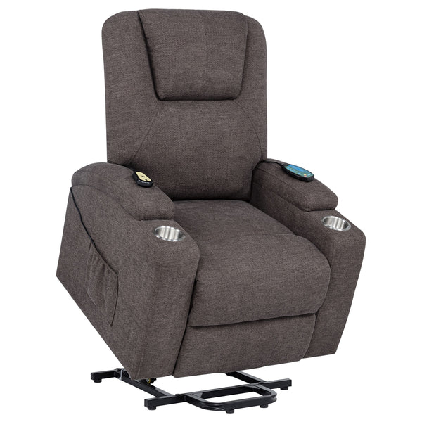 Coaster Louie Chenille Upholstered Power Lift Massage Chair Brown