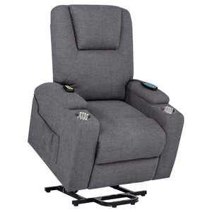 Coaster Louie Chenille Upholstered Power Lift Massage Chair Grey