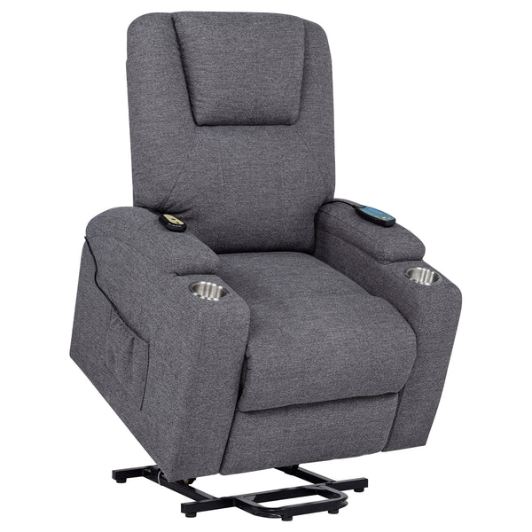 Coaster Louie Chenille Upholstered Power Lift Massage Chair Grey