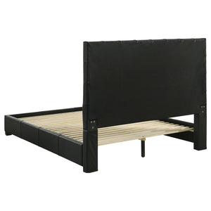 Coaster Medley Genuine Leather Queen Panel Platform Bed Black
