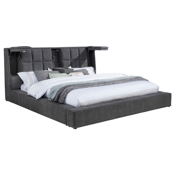 Coaster Dreux Upholstered Queen Panel Platform Bed Grey