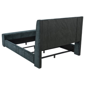 Coaster Preston Upholstered Queen Audio Flame Visualizer Bed Dark Blue