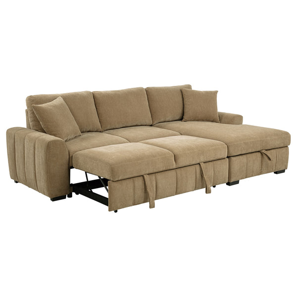 Coaster Pastrana Upholstered Sleeper Sectional Sofa Raf Chaise Camel