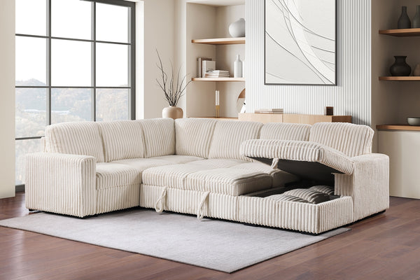 Coaster Devonshire Sleeper Sectional Sofa Storage Chaise Camel