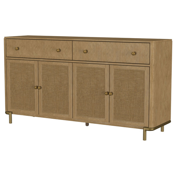 Coaster Arini 2-Drawer Cane Door Dining Sideboard Server Sand Wash
