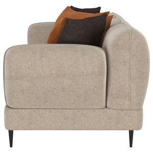 Coaster Jade Chenille Upholstered Sculpted Track Arm Sofa Latte