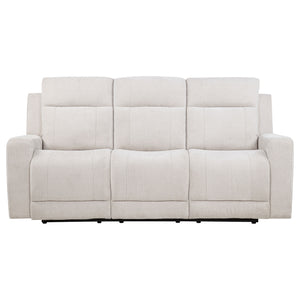 Coaster Kennett Chenille Upholstered Power Reclining Sofa Ivory