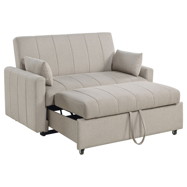 Coaster Portland Boucle Upholstered Sleeper Sofa Bed Latte