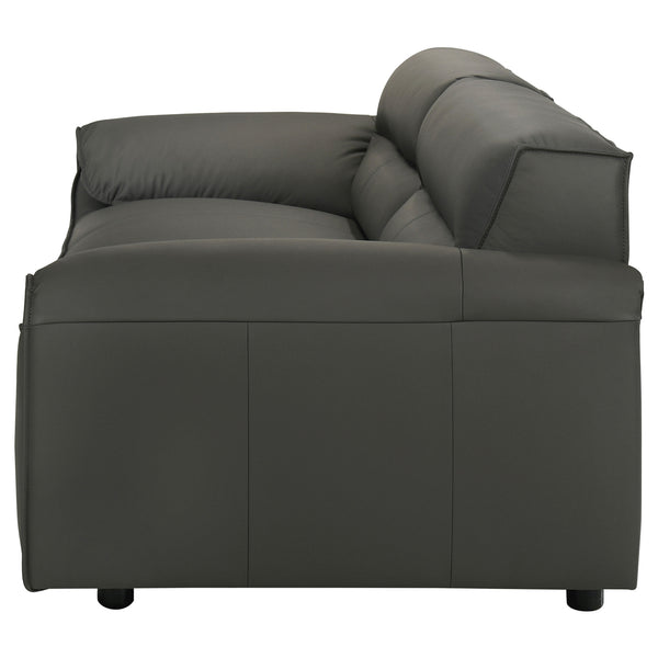 Coaster Buxton Top Grain Leather Upholstered Sofa Graphite