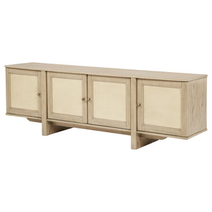 Coaster Kailani 79-Inch 4-Door Cane Tv Stand Media Console Beige Oak