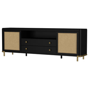 Coaster Arini Rattan Cane 2-Door Tv Stand Media Console Black