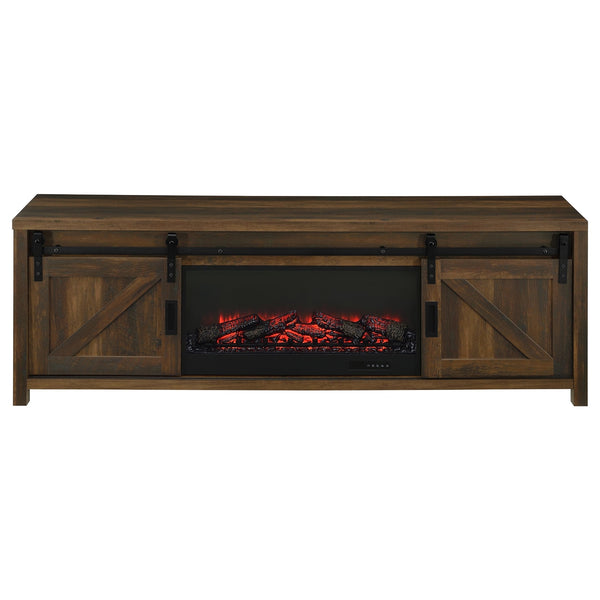 Coaster Enfield 71-Inch Tv Stand Fireplace Media Console Dark Pine