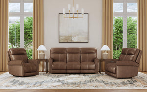 Flexsteel Zero Gravity Alexander Leather Power Recliner with Power Headrest & Lumbar in Khaki