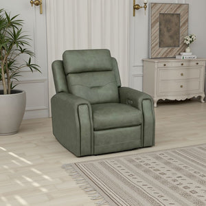 Flexsteel Zero Gravity Felix Leather Power Recliner with Power Headrest, Lumbar, Heat & Massage in Verde