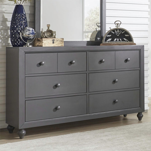 Liberty Furniture Cottage View Dark Gray 6-Drawer Dresser with Wood Knob Hardware