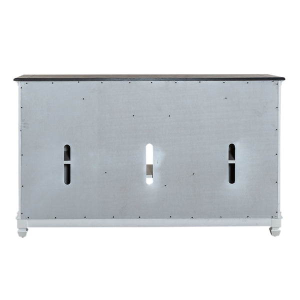 Liberty Furniture Allyson Park Wirebrushed White With Charcoal Tops 68-Inch Highboy TV Console with 2 Doors & 1 Adjustable Shelf