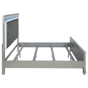 Coaster Gunnison Wood King LED Panel Bed Silver Metallic