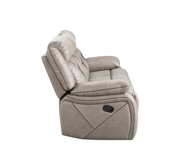 Steve Silver Tyson Gray Manual Recliner Sofa With Drop Down Table And Power Strip