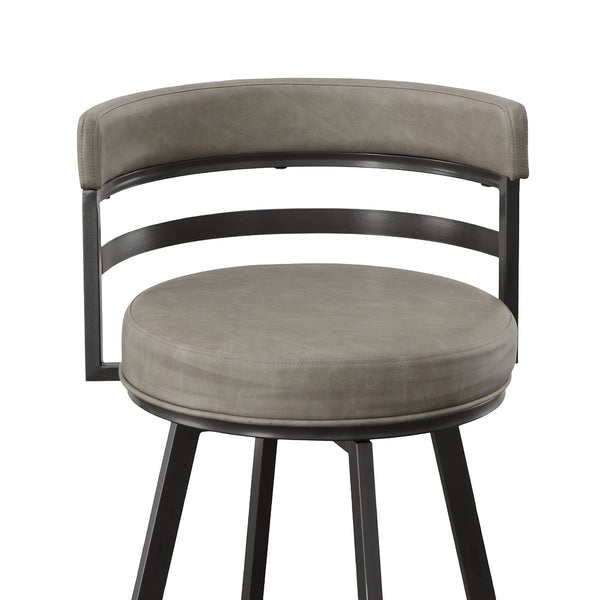 Steve Silver Gene 30-Inch Swivel Bar Stool Gray With Powder-Coated Metal Finish