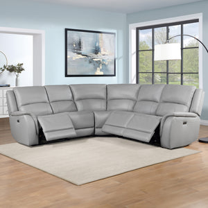 Steve Silver Alexandria 5-Piece Power Leather Reclining Sectional In Stone