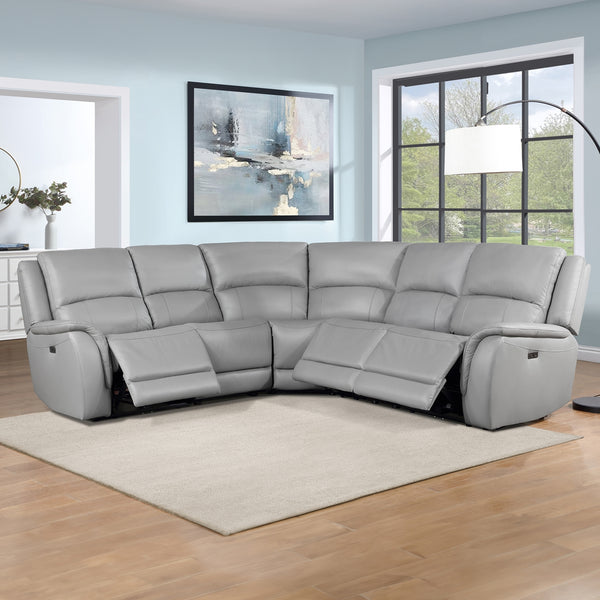 Steve Silver Alexandria 5-Piece Power Leather Reclining Sectional In Stone