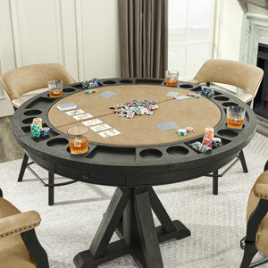 Steve Silver Rylie Counter-Height Table With Game Top In Black Finish With Sand Faux-Leather