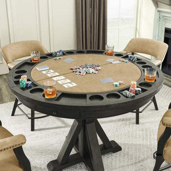 Steve Silver Rylie Counter-Height Table With Game Top In Black Finish With Sand Faux-Leather