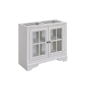 Liberty Furniture Magnolia Manor Antique White & Weathered Bark 2-Piece Bunching Display Cabinet Set with LED Lighting