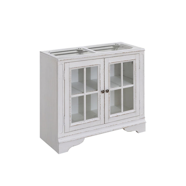 Liberty Furniture Magnolia Manor Antique White & Weathered Bark 2-Piece Bunching Display Cabinet Set with LED Lighting