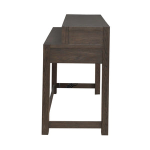 Liberty Furniture Lennox Hill Bark 4-Piece Console Bar Table & 3 Upholstered Swivel Console Stools Set with USB