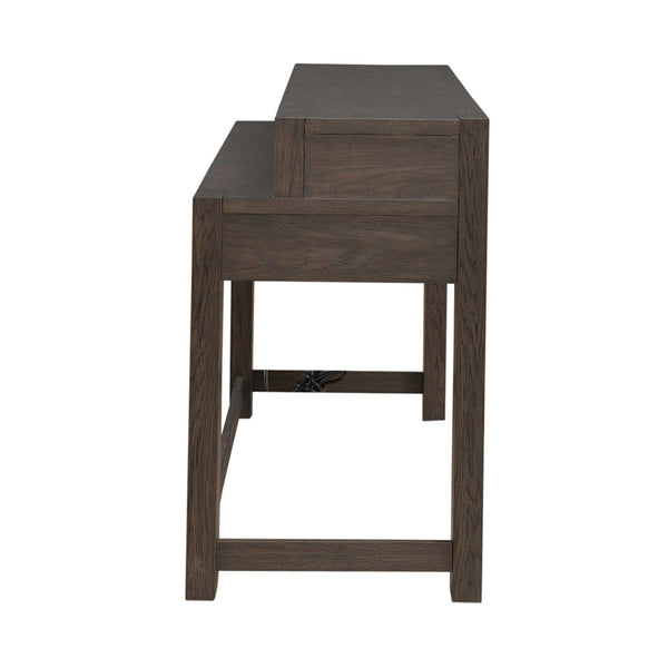 Liberty Furniture Lennox Hill Bark 4-Piece Console Bar Table & 3 Upholstered Swivel Console Stools Set with USB